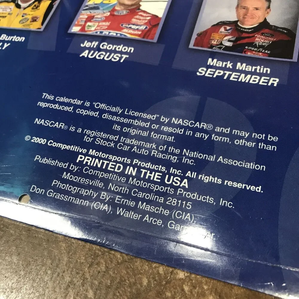 Vintage Superstars Of Nascar 2001 Calendar Special Edition Collector Series